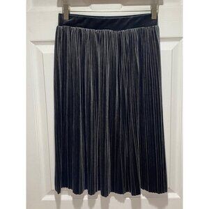 TWEED Women's Size Small Pleated Velvet Midi Flutter Skirt Charcoal Grey